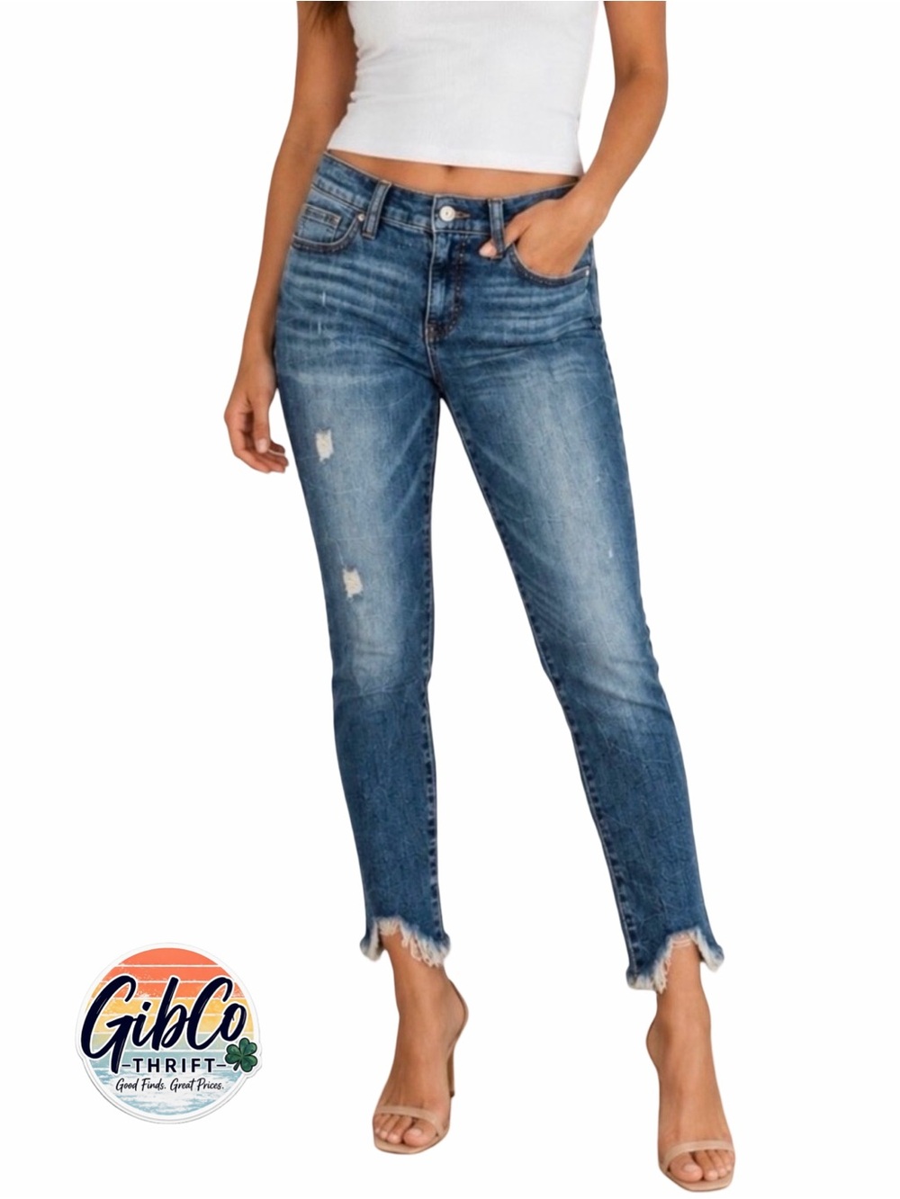Lucky Brand | Size 8 | Mid Rise Skinny Ava Jeans | Blue Distressed